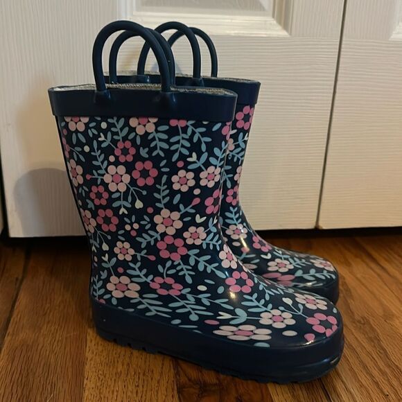 Chatties Kids Rainboot Rain Boots Shoes Flower Floral Blue size 9/10 - Picture 2 of 6